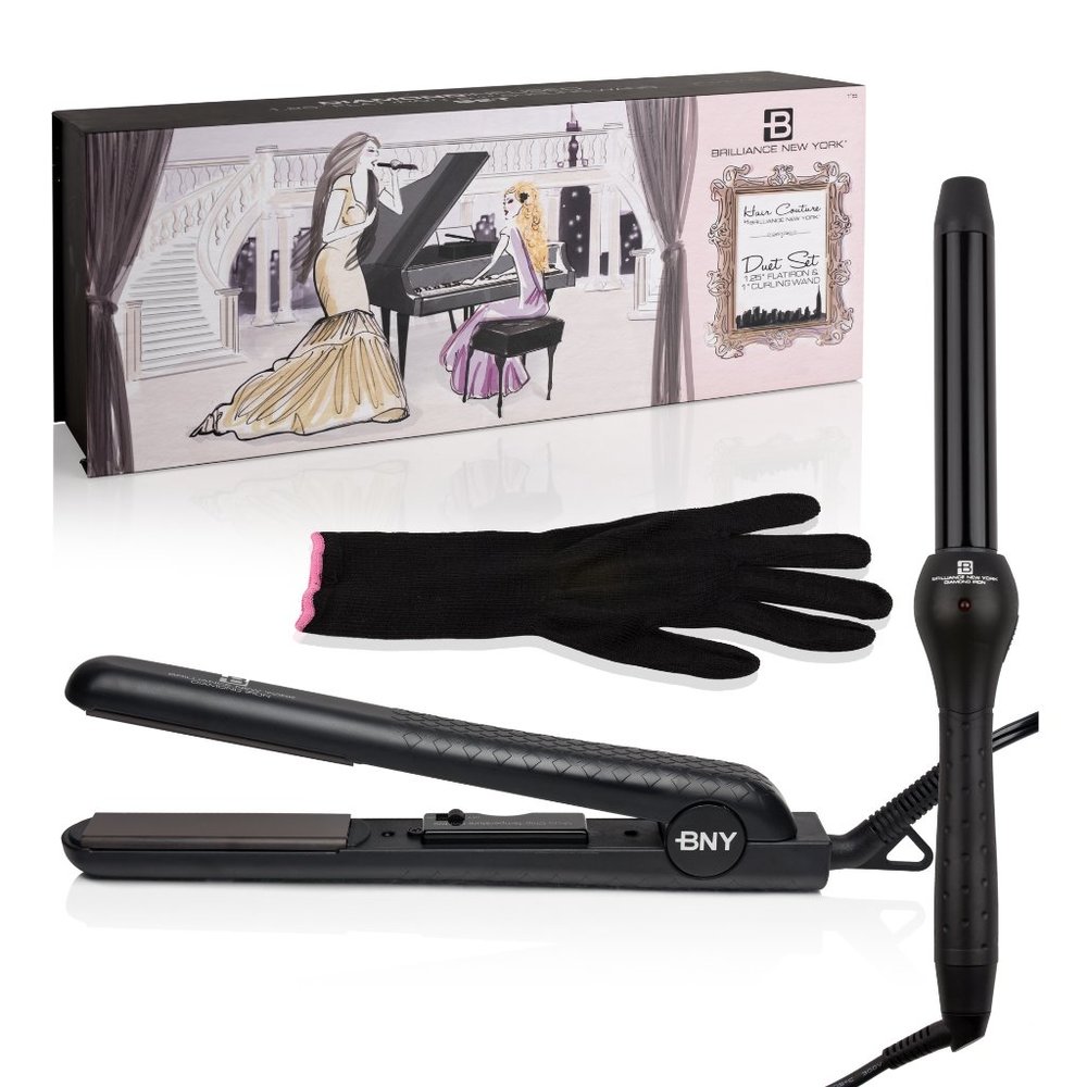 NWT Brilliance New York Duet Set with Ceramic Hair Straightener + Curling Wand